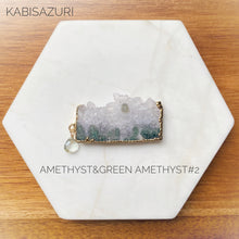 Load image into Gallery viewer, Gilded Amethyst & Green Amethyst Needleminder
